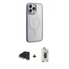 MARSİLYAN™- iPhone 15 Pro Kılıf Yankı Işık Özel Seri - Siyah Bilvis Hayalet Cam Ekran Koruyucu + Raze Metal Kamera Lens - TMGI