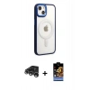 MARSİLYAN™- iPhone 15 Pro Kılıf Yankı Işık Özel Seri - Siyah Buffer Hayalet Cam Ekran Koruyucu + Gümüş Raze Metal Kamera Lens