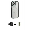 MARSİLYAN™- iPhone 15 Pro Kılıf Yankı Işık Özel Seri - Siyah Joko Magic 5D Hayalet Cam + Raze Metal Kamera Lens - TMGI