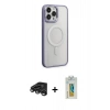 MARSİLYAN™- iPhone 15 Pro Kılıf Yankı Işık Özel Seri - Siyah Polymer Nano Ekran Koruyucu + Raze Metal Kamera Lens - TMGI