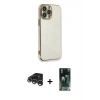 MARSİLYAN™- iPhone 15 Pro Kılıf Yankı Serisi - Şeffaf 360 Full Body Arka Koruyucu + Raze Metal Kamera Lens - GS