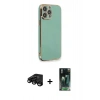 MARSİLYAN™- iPhone 15 Pro Kılıf Yankı Serisi - Şeffaf 360 Full Body Arka Koruyucu + Raze Metal Kamera Lens - SH