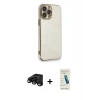 MARSİLYAN™- iPhone 15 Pro Kılıf Yankı Serisi - Şeffaf Pasifik Cam Ekran Koruyucu + Raze Metal Kamera Lens - SH
