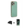 MARSİLYAN™- iPhone 15 Pro Kılıf Yankı Serisi - Siyah 360 Mat Full Body Arka Koruyucu + Raze Metal Kamera Lens - TMGI