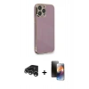 MARSİLYAN™- iPhone 15 Pro Kılıf Yankı Serisi - Siyah 3D Antistatik Mat Seramik Nano Ekran Koruyucu + Raze Metal Kamera Lens - GS