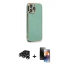 MARSİLYAN™- iPhone 15 Pro Kılıf Yankı Serisi - Siyah 3D Antistatik Mat Seramik Nano Ekran Koruyucu + Raze Metal Kamera Lens - GS