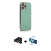 MARSİLYAN™- iPhone 15 Pro Kılıf Yankı Serisi - Siyah 3D Antistatik Seramik Nano Ekran Koruyucu + Raze Metal Kamera Lens - GS