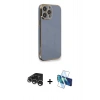 MARSİLYAN™- iPhone 15 Pro Kılıf Yankı Serisi - Siyah 3D Antistatik Seramik Nano Ekran Koruyucu + Raze Metal Kamera Lens - GS