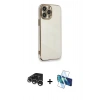 MARSİLYAN™- iPhone 15 Pro Kılıf Yankı Serisi - Siyah 3D Antistatik Seramik Nano Ekran Koruyucu + Raze Metal Kamera Lens - GS