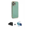 MARSİLYAN™- iPhone 15 Pro Kılıf Yankı Serisi - Siyah 3D Antistatik Seramik Nano Ekran Koruyucu + Raze Metal Kamera Lens - SH