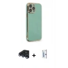 MARSİLYAN™- iPhone 15 Pro Kılıf Yankı Serisi - Siyah Bilvis 0.18mm Plus Cam Ekran Koruyucu + Raze Metal Kamera Lens - LT