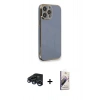 MARSİLYAN™- iPhone 15 Pro Kılıf Yankı Serisi - Siyah Bilvis 3D Mat Cam Ekran Koruyucu + Raze Metal Kamera Lens - LT