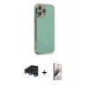 MARSİLYAN™- iPhone 15 Pro Kılıf Yankı Serisi - Siyah Bilvis 3D Mat Cam Ekran Koruyucu + Raze Metal Kamera Lens - LT