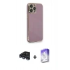 MARSİLYAN™- iPhone 15 Pro Kılıf Yankı Serisi - Siyah Bilvis 5in1 3D Magic Cam Ekran Koruyucu + Raze Metal Kamera Lens - LT