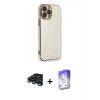 MARSİLYAN™- iPhone 15 Pro Kılıf Yankı Serisi - Siyah Bilvis 5in1 3D Magic Cam Ekran Koruyucu + Raze Metal Kamera Lens - LT