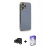 MARSİLYAN™- iPhone 15 Pro Kılıf Yankı Serisi - Siyah Bilvis 5in1 3D Magic Cam Ekran Koruyucu + Raze Metal Kamera Lens - TMGI