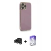 MARSİLYAN™- iPhone 15 Pro Kılıf Yankı Serisi - Siyah Bilvis 5in1 3D Magic Cam Ekran Koruyucu + Raze Metal Kamera Lens - TMGI
