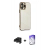 MARSİLYAN™- iPhone 15 Pro Kılıf Yankı Serisi - Siyah Bilvis 5in1 3D Magic Cam Ekran Koruyucu + Raze Metal Kamera Lens - TMGI