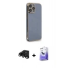 MARSİLYAN™- iPhone 15 Pro Kılıf Yankı Serisi - Siyah Bilvis 5in1 5D Magic Hayalet Cam Ekran Koruyucu + Siyah Raze Metal Kamera Lens