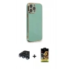 MARSİLYAN™- iPhone 15 Pro Kılıf Yankı Serisi - Siyah Buffer Cam Ekran Koruyucu + Raze Metal Kamera Lens - LT
