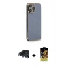 MARSİLYAN™- iPhone 15 Pro Kılıf Yankı Serisi - Siyah Buffer Cam Ekran Koruyucu + Raze Metal Kamera Lens - LT