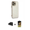 MARSİLYAN™- iPhone 15 Pro Kılıf Yankı Serisi - Siyah Buffer Cam Ekran Koruyucu + Raze Metal Kamera Lens - SH