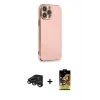 MARSİLYAN™- iPhone 15 Pro Kılıf Yankı Serisi - Siyah Buffer Cam Ekran Koruyucu + Titanyum Gri Raze Metal Kamera Lens