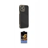 MARSİLYAN™- iPhone 15 Pro Kılıf Yankı Serisi - Siyah Buffer Hayalet Cam Ekran Koruyucu