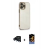MARSİLYAN™- iPhone 15 Pro Kılıf Yankı Serisi - Siyah Buffer Hayalet Cam Ekran Koruyucu + Raze Metal Kamera Lens - LT