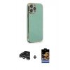 MARSİLYAN™- iPhone 15 Pro Kılıf Yankı Serisi - Siyah Buffer Hayalet Cam Ekran Koruyucu + Raze Metal Kamera Lens - GS