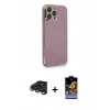 MARSİLYAN™- iPhone 15 Pro Kılıf Yankı Serisi - Siyah Buffer Hayalet Cam Ekran Koruyucu + Raze Metal Kamera Lens - LT