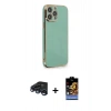 MARSİLYAN™- iPhone 15 Pro Kılıf Yankı Serisi - Siyah Buffer Hayalet Cam Ekran Koruyucu + Raze Metal Kamera Lens - LT