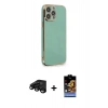 MARSİLYAN™- iPhone 15 Pro Kılıf Yankı Serisi - Siyah Buffer Hayalet Cam Ekran Koruyucu + Raze Metal Kamera Lens - SH