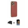 MARSİLYAN™- iPhone 15 Pro Kılıf Yankı Serisi - Siyah Buffer Hayalet Cam Ekran Koruyucu + Titanyum Gri Raze Metal Kamera Lens