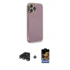 MARSİLYAN™- iPhone 15 Pro Kılıf Yankı Serisi - Siyah Buffer Hayalet Cam Ekran Koruyucu + Titanyum Gri Raze Metal Kamera Lens