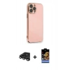 MARSİLYAN™- iPhone 15 Pro Kılıf Yankı Serisi - Siyah Buffer Hayalet Cam Ekran Koruyucu + Titanyum Gri Raze Metal Kamera Lens