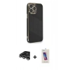 MARSİLYAN™- iPhone 15 Pro Kılıf Yankı Serisi - Siyah Joko 5D Cam + Raze Metal Kamera Lens - GS
