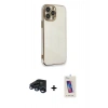 MARSİLYAN™- iPhone 15 Pro Kılıf Yankı Serisi - Siyah Joko 5D Cam + Raze Metal Kamera Lens - LT