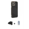 MARSİLYAN™- iPhone 15 Pro Kılıf Yankı Serisi - Siyah Joko Magic 5D Cam + Raze Metal Kamera Lens - SH