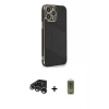 MARSİLYAN™- iPhone 15 Pro Kılıf Yankı Serisi - Siyah Joko Magic 5D Hayalet Cam + Raze Metal Kamera Lens - GS