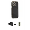 MARSİLYAN™- iPhone 15 Pro Kılıf Yankı Serisi - Siyah Joko Magic 5D Hayalet Cam + Raze Metal Kamera Lens - SH