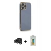 MARSİLYAN™- iPhone 15 Pro Kılıf Yankı Serisi - Siyah Polymer Nano Ekran Koruyucu + Raze Metal Kamera Lens - TMGI
