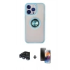MARSİLYAN™- iPhone 15 Pro Kılıf Yörünge Çizgi - Siyah 3D Antistatik Mat Seramik Nano Ekran Koruyucu + Raze Metal Kamera Lens - LT