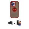 MARSİLYAN™- iPhone 15 Pro Kılıf Yörünge Çizgi - Siyah 3D Antistatik Mat Seramik Nano Ekran Koruyucu + Raze Metal Kamera Lens - LT
