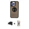 MARSİLYAN™- iPhone 15 Pro Kılıf Yörünge Çizgi - Siyah Bilvis 3D Cam Ekran Koruyucu + Raze Metal Kamera Lens - TMGI