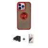 MARSİLYAN™- iPhone 15 Pro Kılıf Yörünge Çizgi - Siyah Bilvis 3D Mat Cam Ekran Koruyucu + Raze Metal Kamera Lens - TMGI
