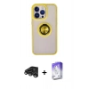 MARSİLYAN™- iPhone 15 Pro Kılıf Yörünge Çizgi - Siyah Bilvis 5in1 3D Magic Cam Ekran Koruyucu + Raze Metal Kamera Lens - TMGI