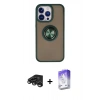 MARSİLYAN™- iPhone 15 Pro Kılıf Yörünge Çizgi - Siyah Bilvis 5in1 3D Magic Cam Ekran Koruyucu + Raze Metal Kamera Lens - TMGI