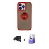 MARSİLYAN™- iPhone 15 Pro Kılıf Yörünge Çizgi - Siyah Bilvis 5in1 5D Magic Hayalet Cam Ekran Koruyucu + Raze Metal Kamera Lens - GS