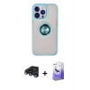 MARSİLYAN™- iPhone 15 Pro Kılıf Yörünge Çizgi - Siyah Bilvis 5in1 5D Magic Hayalet Cam Ekran Koruyucu + Raze Metal Kamera Lens - LT